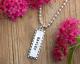 Checked Tag Charm, Silver Stamped Name Charm 1